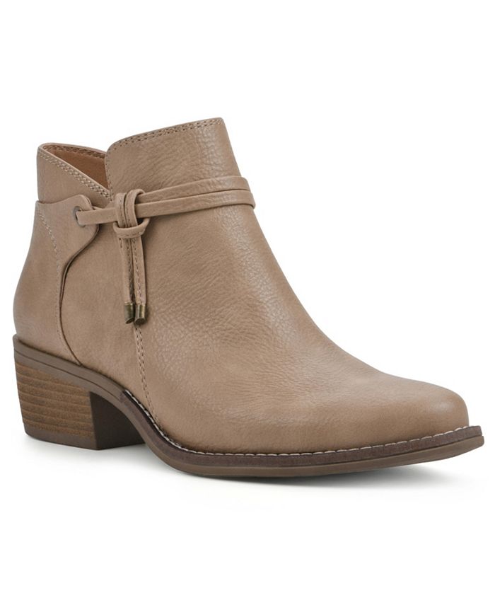 White Mountain Women's Havana Ankle Bootie – Genuine Suede, Side Fringe, 1.5 Inch Heel, Padded Insole