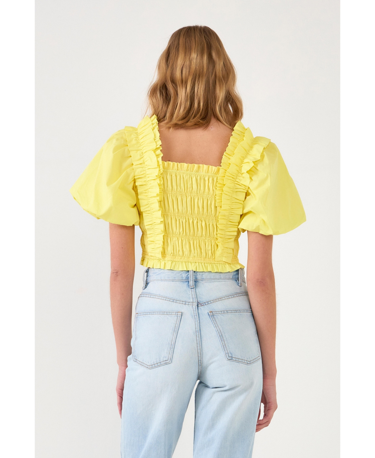 endless rose Women's Smocked Puff Sleeve Top