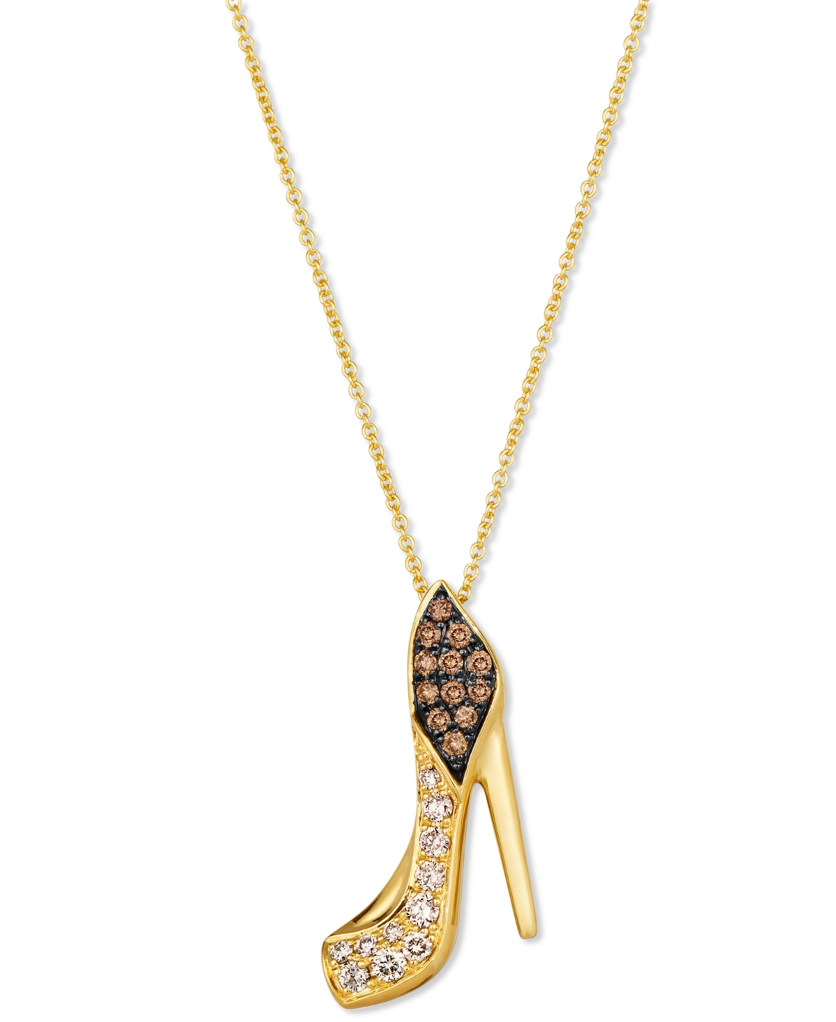 Le Vian Chocolate Diamond & Nude Diamond High Heel Shoe Pendant Necklace (3/8 Ct. T.w.) In 14k Gold, 18" + 2 In K Honey Gold Pendant