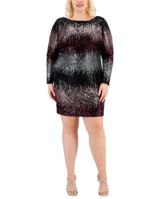 B Darlin Trendy Plus Size Sequin Long-Sleeve Dress - Macy's