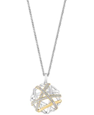 EFFY Collection - Diamond Intertwining 18" Pendant Necklace (1/4 ct. t.w.) in Sterling Silver & 14k Gold-Plate