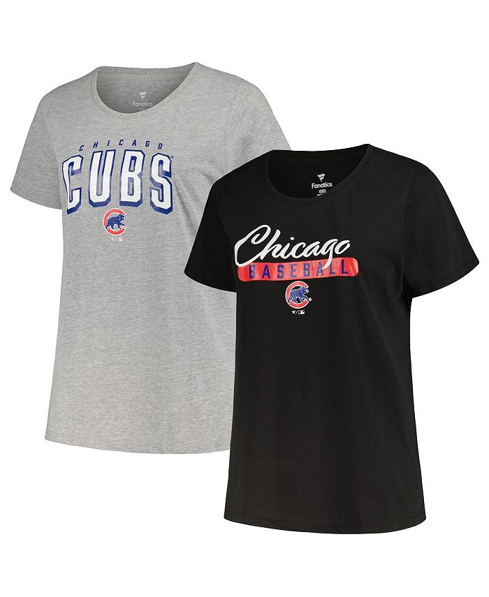 Profile Women's Black, Heather Gray Chicago Cubs Plus Size T-shirt