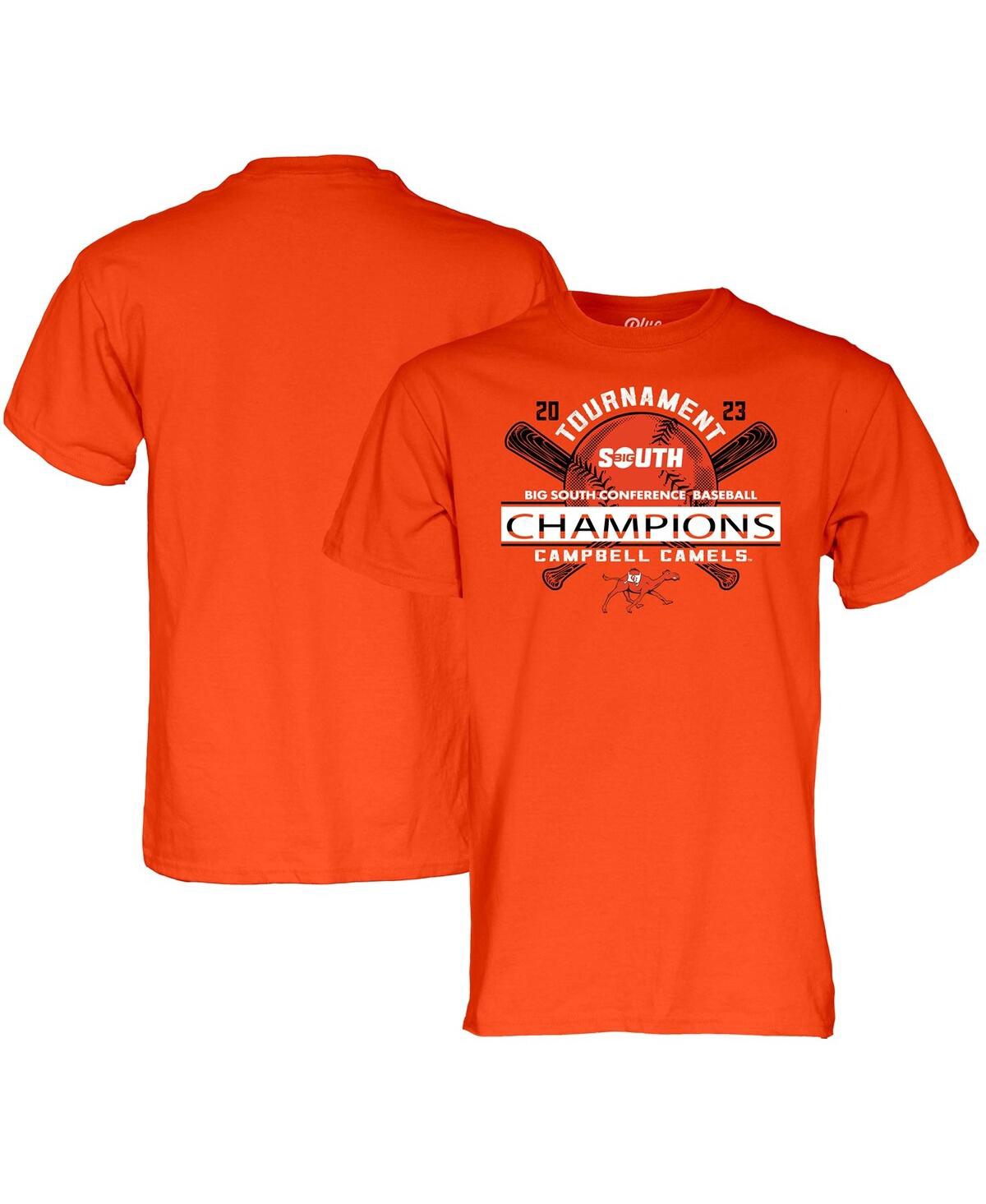 Men's Blue 84 Orange Campbell Fighting Camels 2023 Big South Baseball Conference Tournament Champions T-shirt - Orange