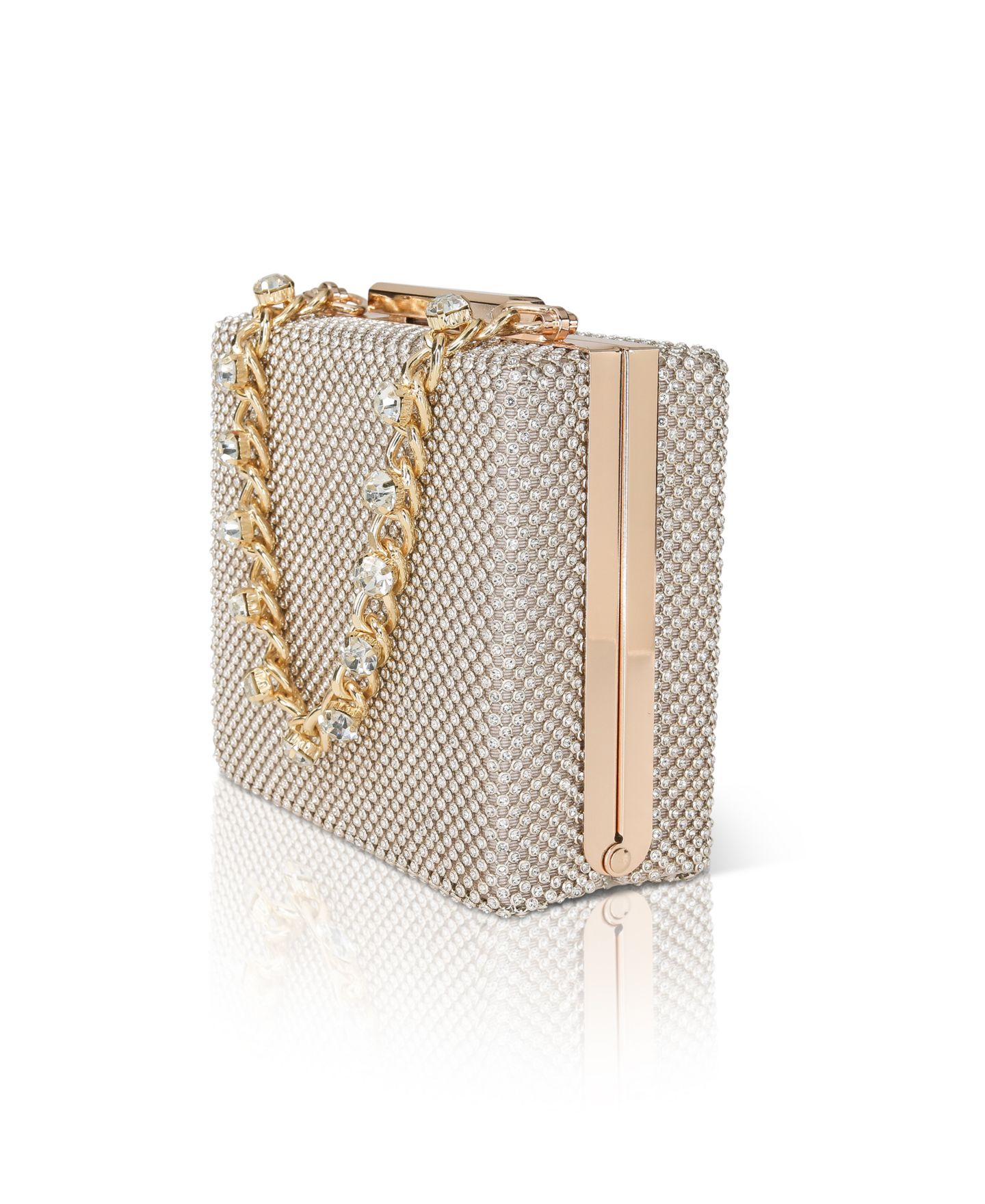 Женский клатч Jewel Badgley Mischka Billie Crystal Mini Box Clutch, цвет: Золотой — фото 2