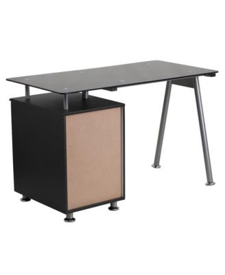 Computer Desk With Tempered Glass Top And Three Drawer Pedestal