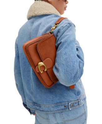 COACH Braided Trim Mixed Leather with Suede Flap Soft Tabby Shoulder Bag