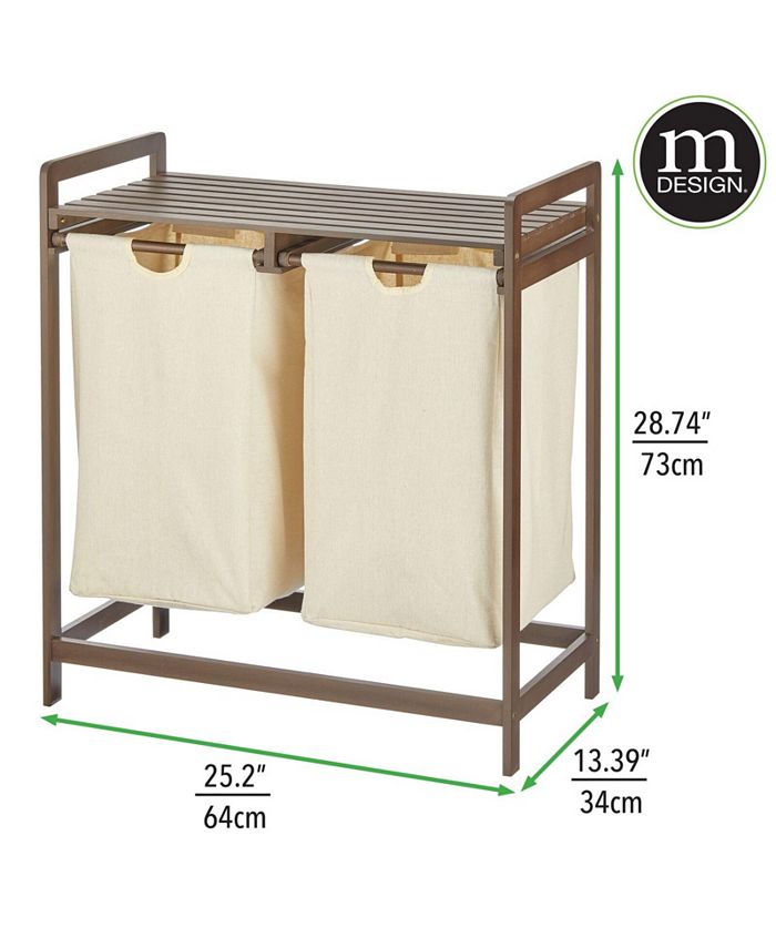 mDesign Bamboo Double Laundry Hamper, Large Capacity Macy's
