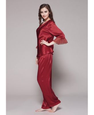 Women's Laced Silk Pajama Set