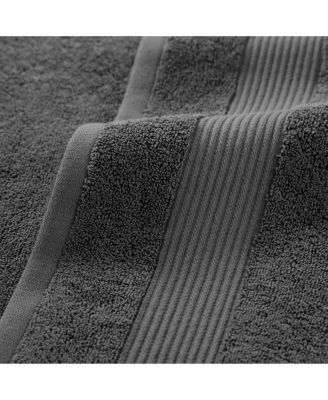 600 GSM Ringspun Cotton Washcloths, 12-Pack, 13" x 13" with Striped Dobby Border