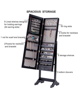 Mirrored Jewelry Cabinet Storage Organizer Drawers