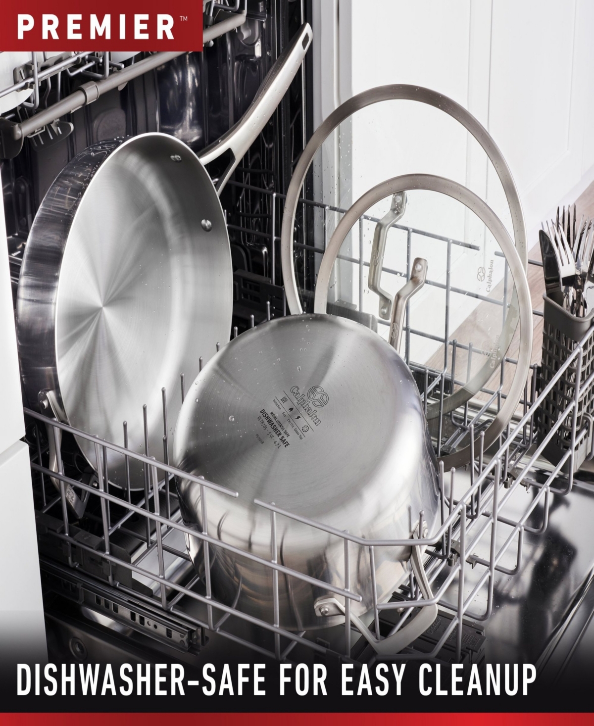 Calphalon PremierCookware, 3.5-Quart Sauce Pan with Pour and Strain Cover - Stainless Steel