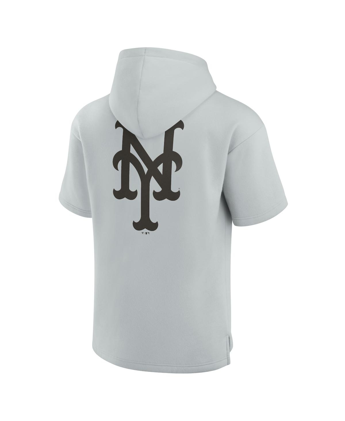 Shop Fanatics Signature Men's And Women's  Gray New York Mets Super Soft Fleece Short Sleeve Hoodie