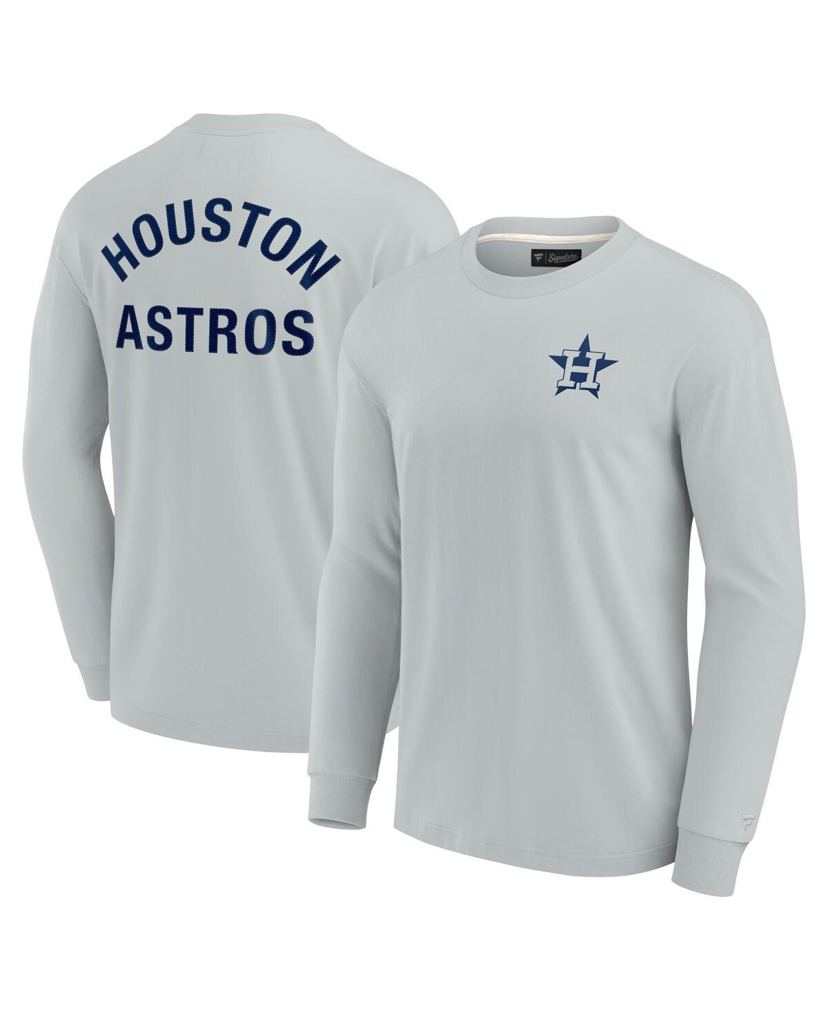 Men's and Women's Fanatics Signature Gray Houston Astros Super Soft Long Sleeve T-shirt - Gray