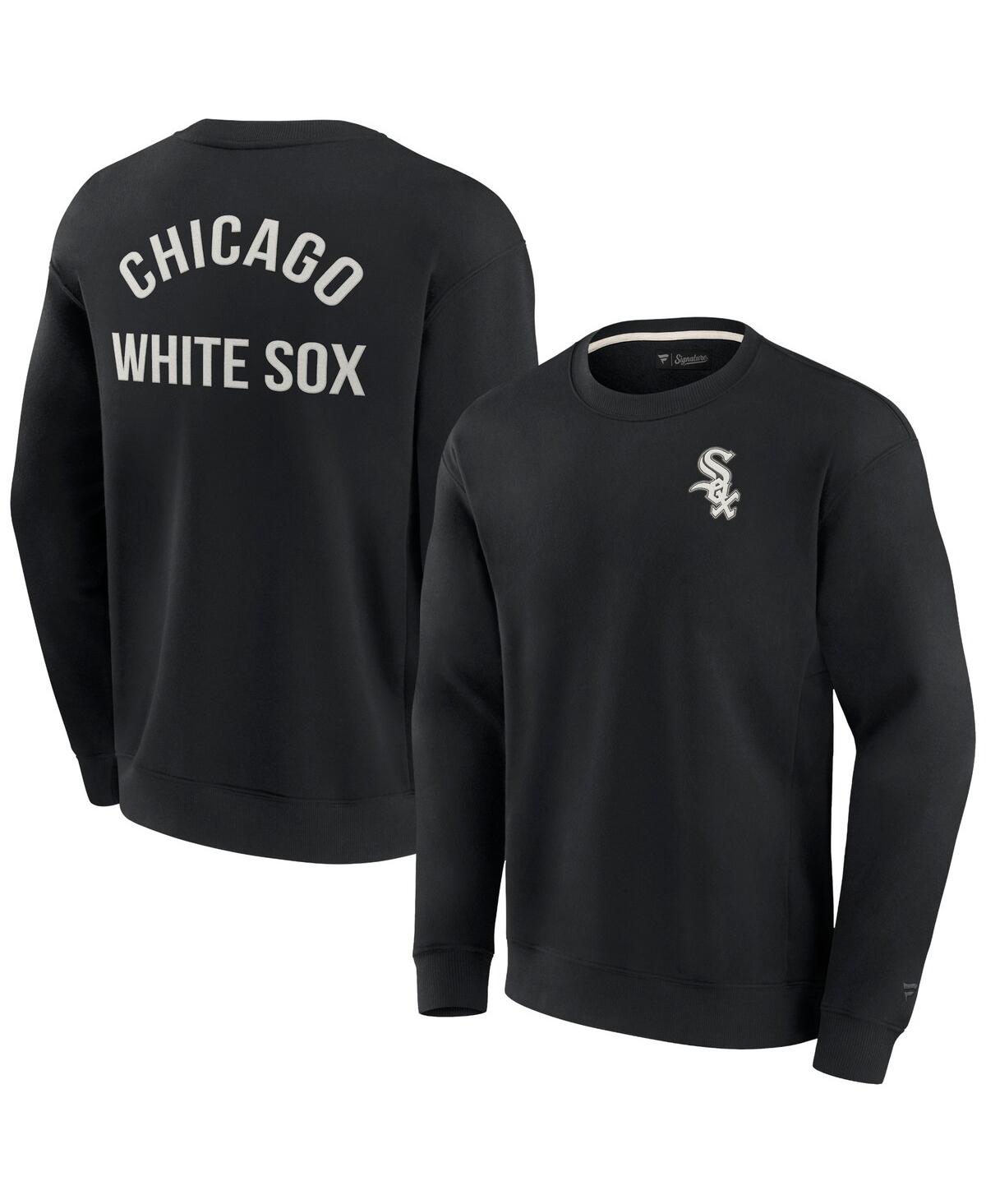 Shop Fanatics Signature Men's And Women's  Black Chicago White Sox Super Soft Pullover Crew Sweatshirt
