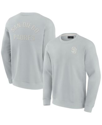 Men's and Women's Gray San Diego Padres Super Soft Pullover Crew Sweatshirt