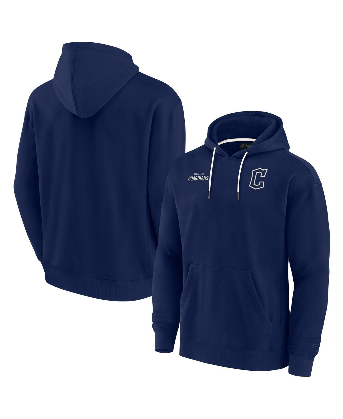 Shop Fanatics Signature Men's And Women's  Navy Cleveland Guardians Super Soft Fleece Pullover Hoodie