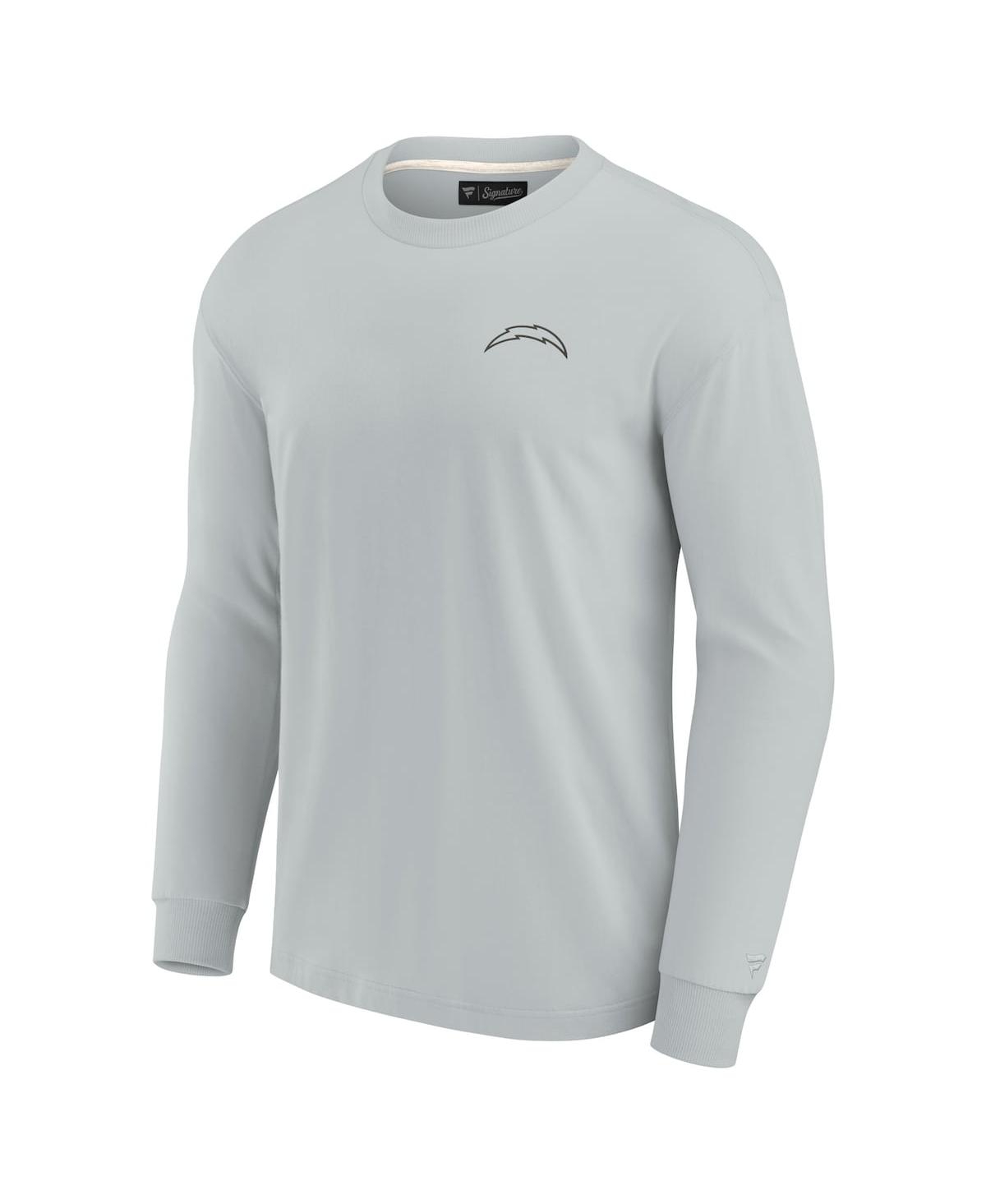 Shop Fanatics Signature Men's And Women's  Gray Los Angeles Chargers Super Soft Long Sleeve T-shirt