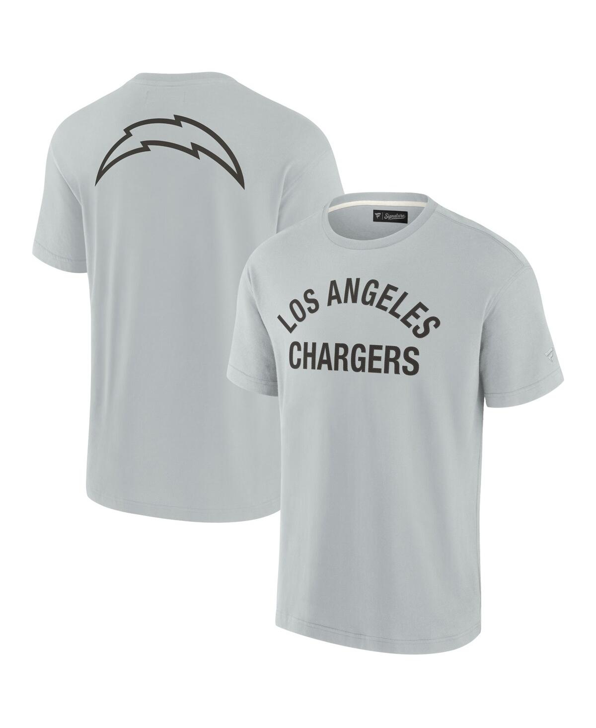 Fanatics Signature Men's And Women's  Gray Los Angeles Chargers Super Soft Short Sleeve T-shirt