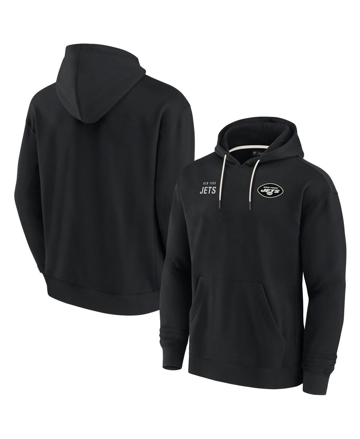Fanatics Signature Men's And Women's  Black New York Jets Super Soft Fleece Pullover Hoodie In Black