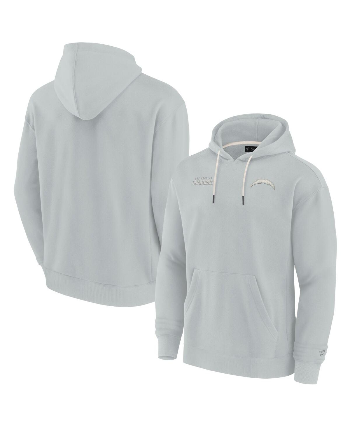 Shop Fanatics Signature Men's And Women's  Gray Los Angeles Chargers Super Soft Fleece Pullover Hoodie