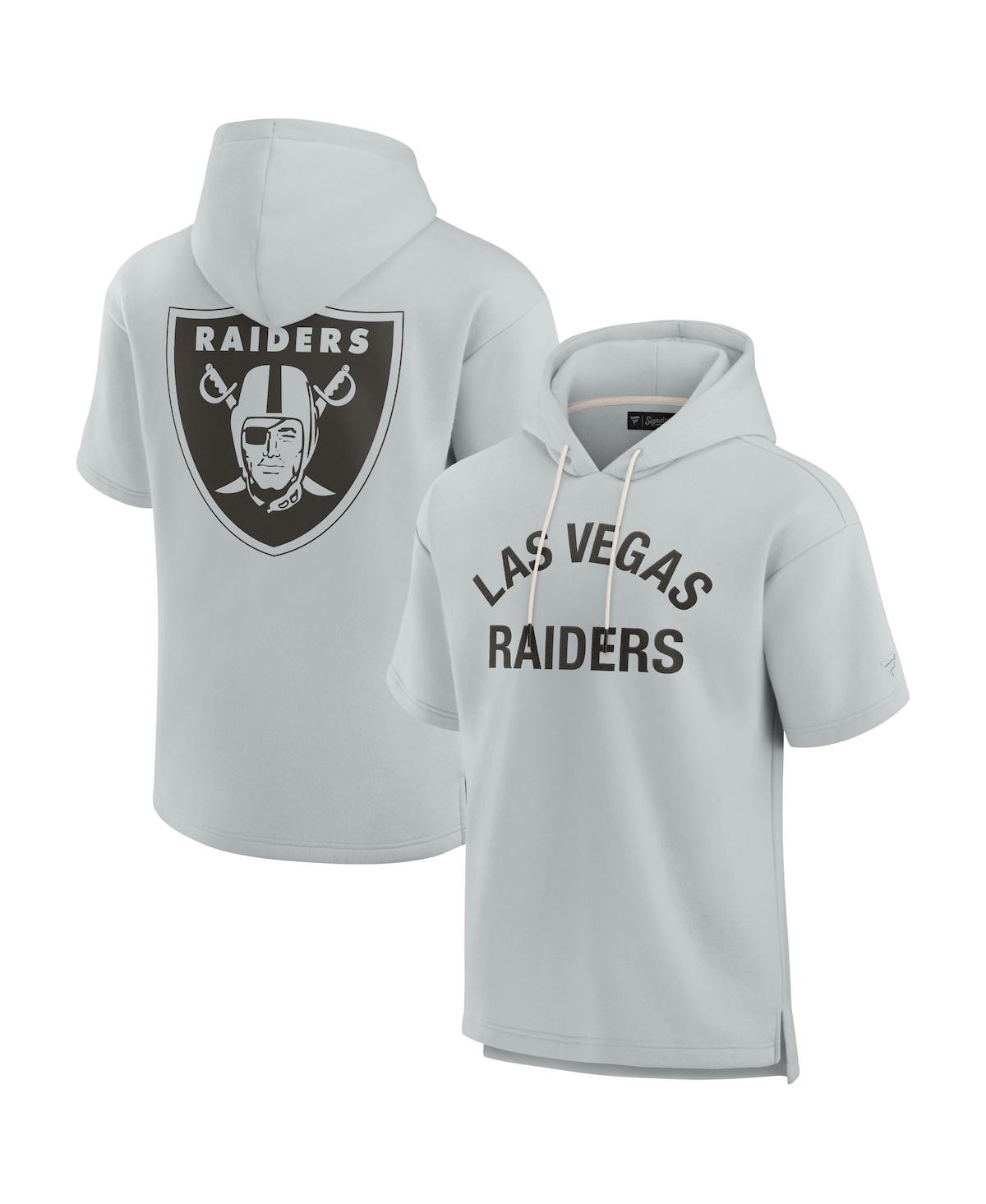 Fanatics Signature Men's And Women's  Gray Las Vegas Raiders Super Soft Fleece Short Sleeve Hoodie