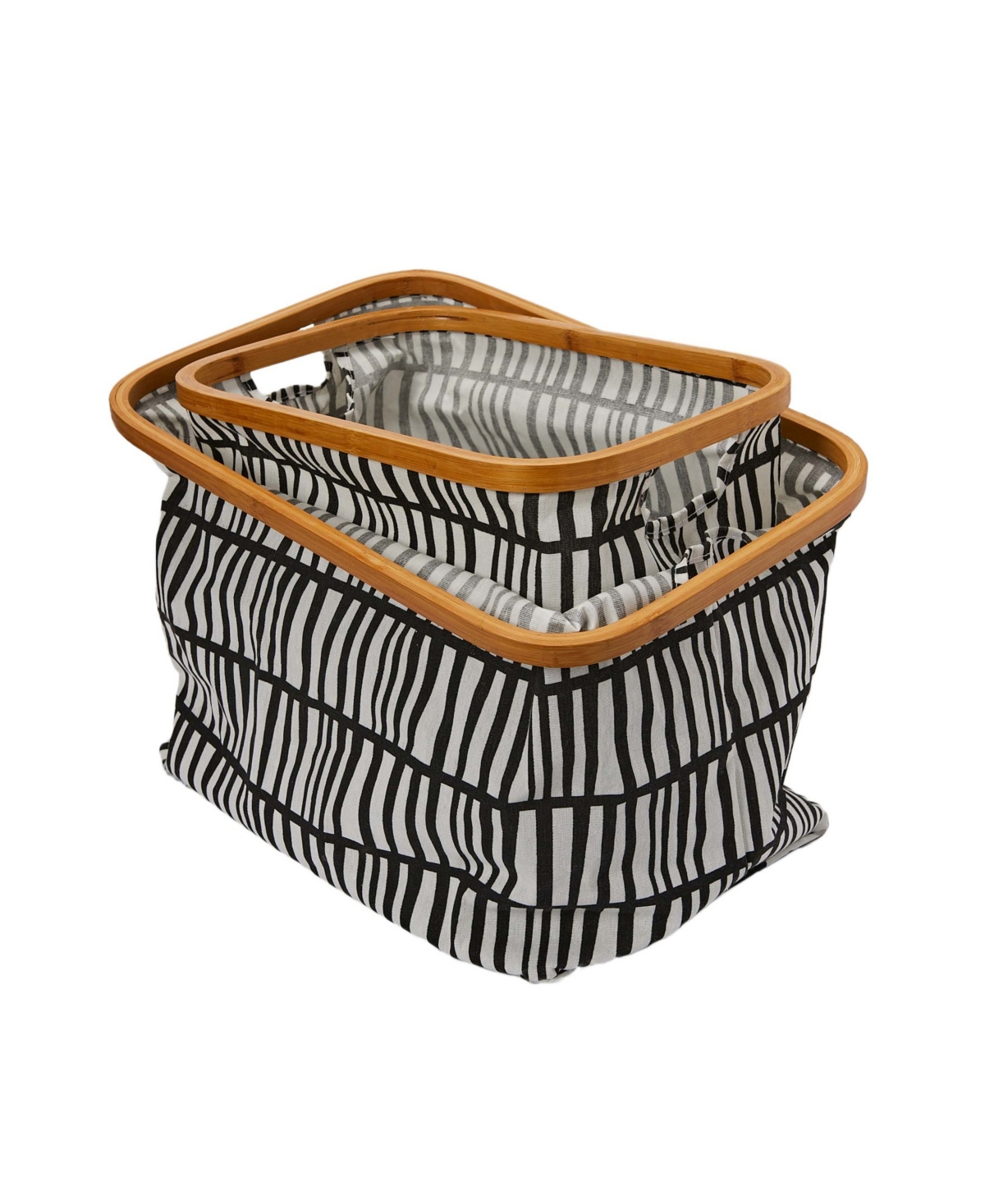 Shop Household Essentials Bamboo Rimmed Basket Set In Black