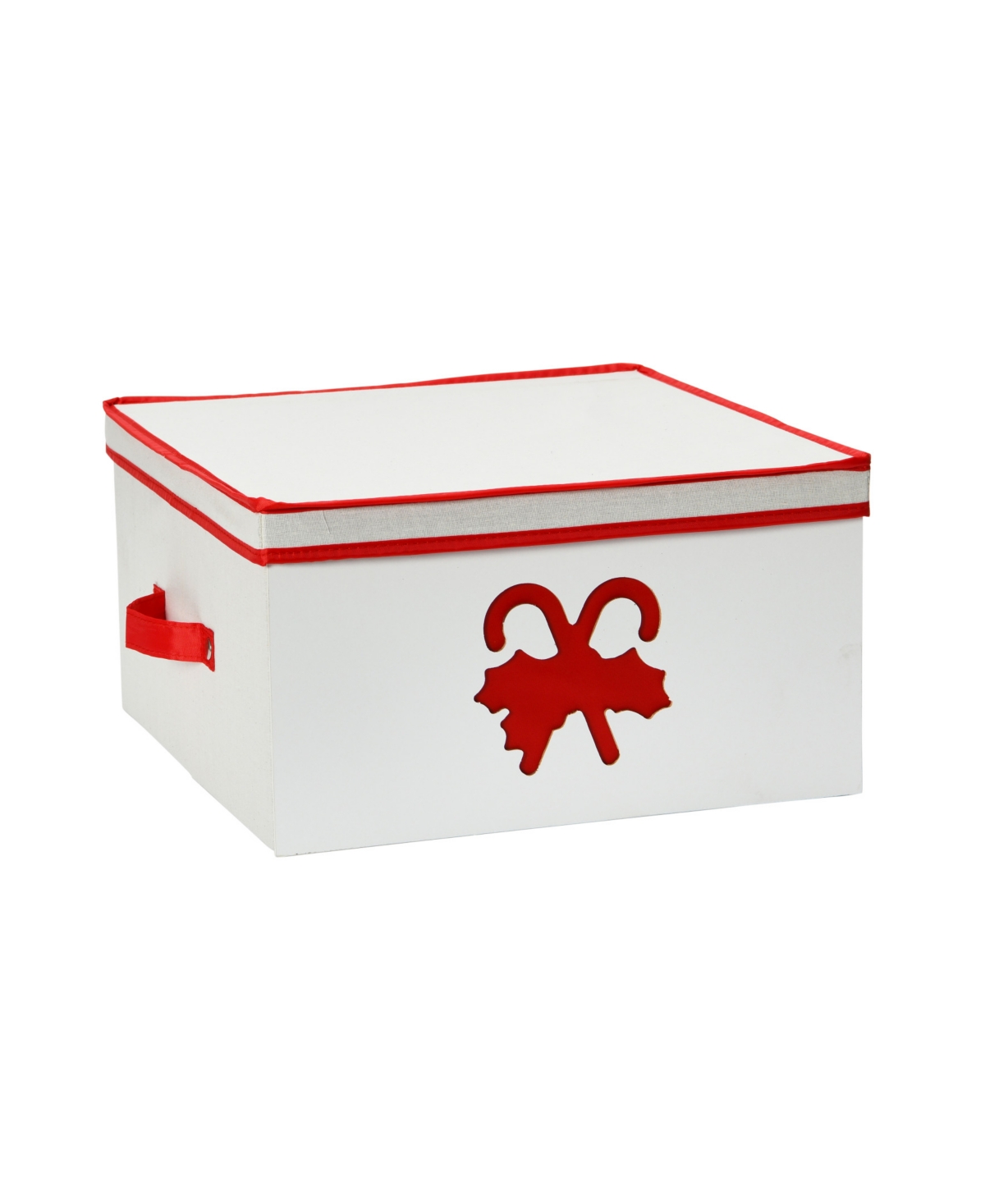 Holiday Box, Large Red Candy Cane - Cream