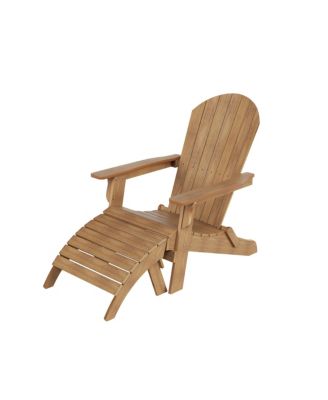 2-Piece Outdoor Folding Adirondack Chair with Footrest Ottoman Set