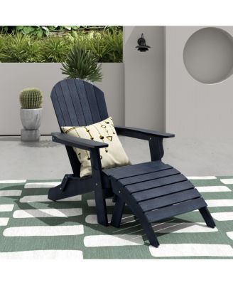 2-Piece Outdoor Folding Adirondack Chair with Footrest Ottoman Set