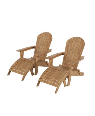 4-Piece Outdoor Folding Adirondack Chair with Footrest Ottoman Set