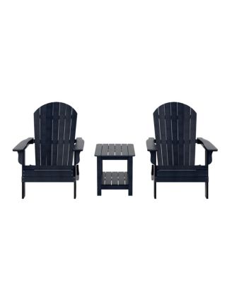 3-Piece Outdoor Folding Adirondack Chair with Side Table Set