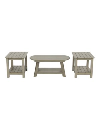 3-Piece Outdoor Adirondack Coffee Table and Side Table Set
