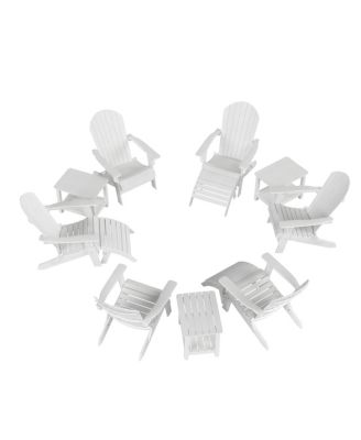 12-Piece Outdoor Adirondack Chair with Ottoman and Side Table Set