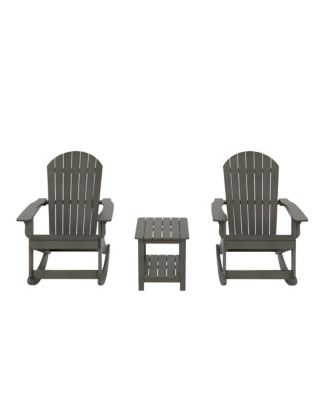 3-Piece Outdoor Patio Adirondack Rocking Chair with Side Table Set