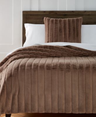 Hotel Collection - Channeled Faux Fur Blanket, Full/ Queen