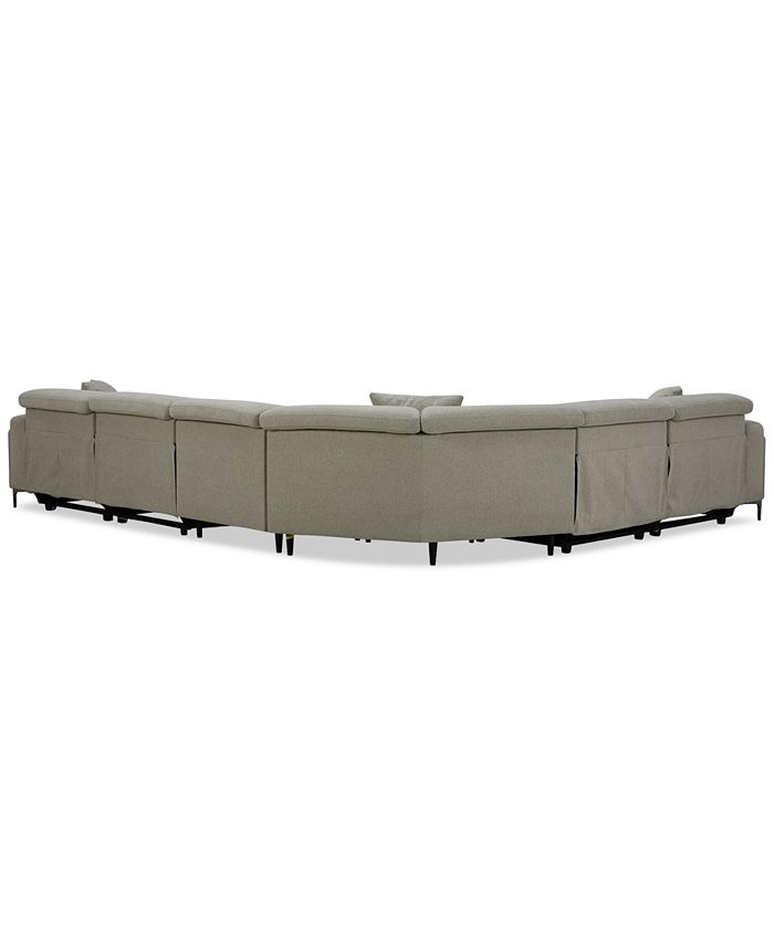 Furniture Adney 161" 6Pc. Zero Gravity Fabric Sectional with 4 Power