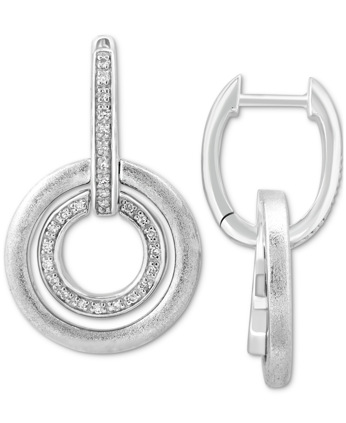 Effy Collection Effy Diamond Interlocking Circle Hoop Earrings (1/6 Ct. T.w.) In Sterling Silver