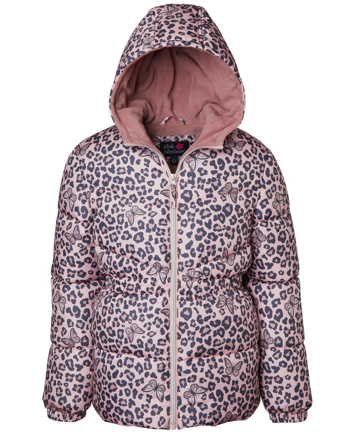 WIPPETTE PINK PLATINUM TODDLER & LITTLE GIRLS BUTTERFLY-ANIMAL-PRINT HOODED PUFFER JACKET
