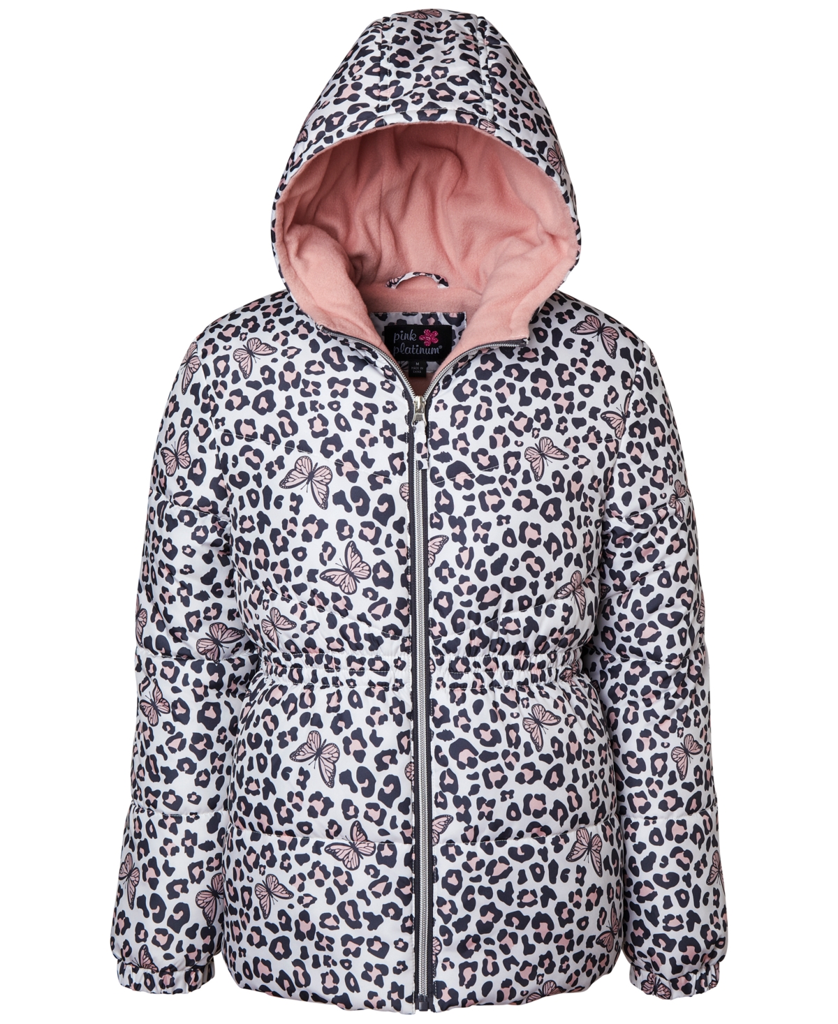 Wippette Pink Platinum Toddler & Little Girls Butterfly-animal-print Hooded Puffer Jacket In White