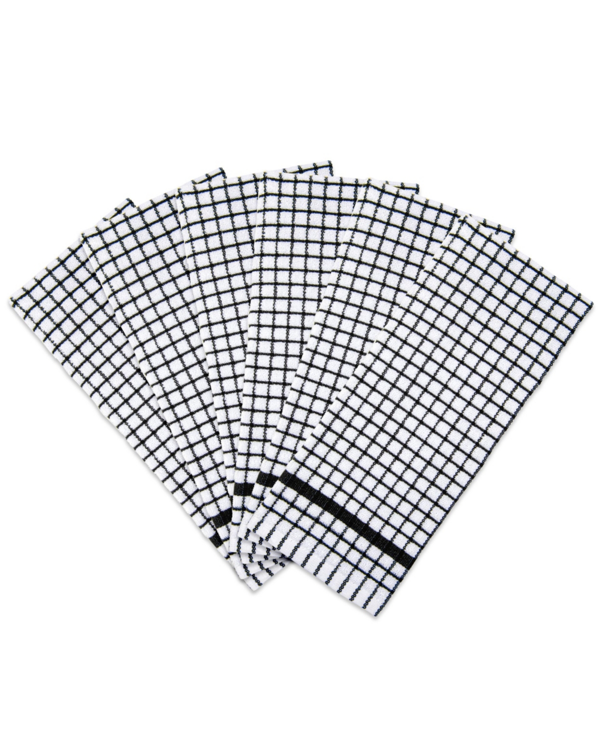 Classic Checkered Kitchen Towels (Pack of 6), 100% Cotton, 15x25 in. - Blue
