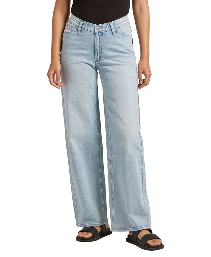 Silver Jeans Co. Women's V-Front Mid Rise Wide Leg Jeans - Macy's