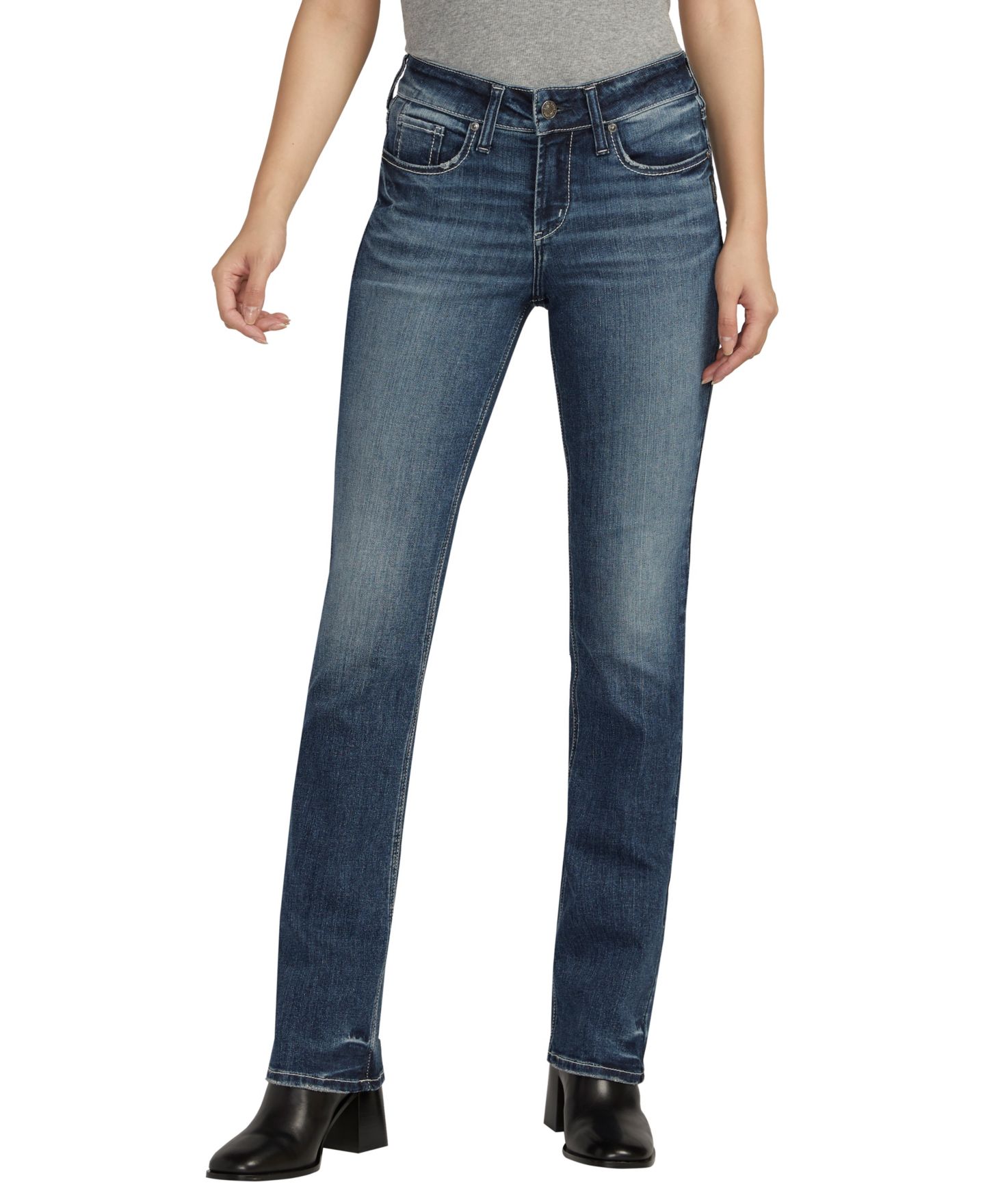 Женские джинсы Silver Jeans Co. Suki Mid-Rise Slim Bootcut, цвет: Индиго — фото 1