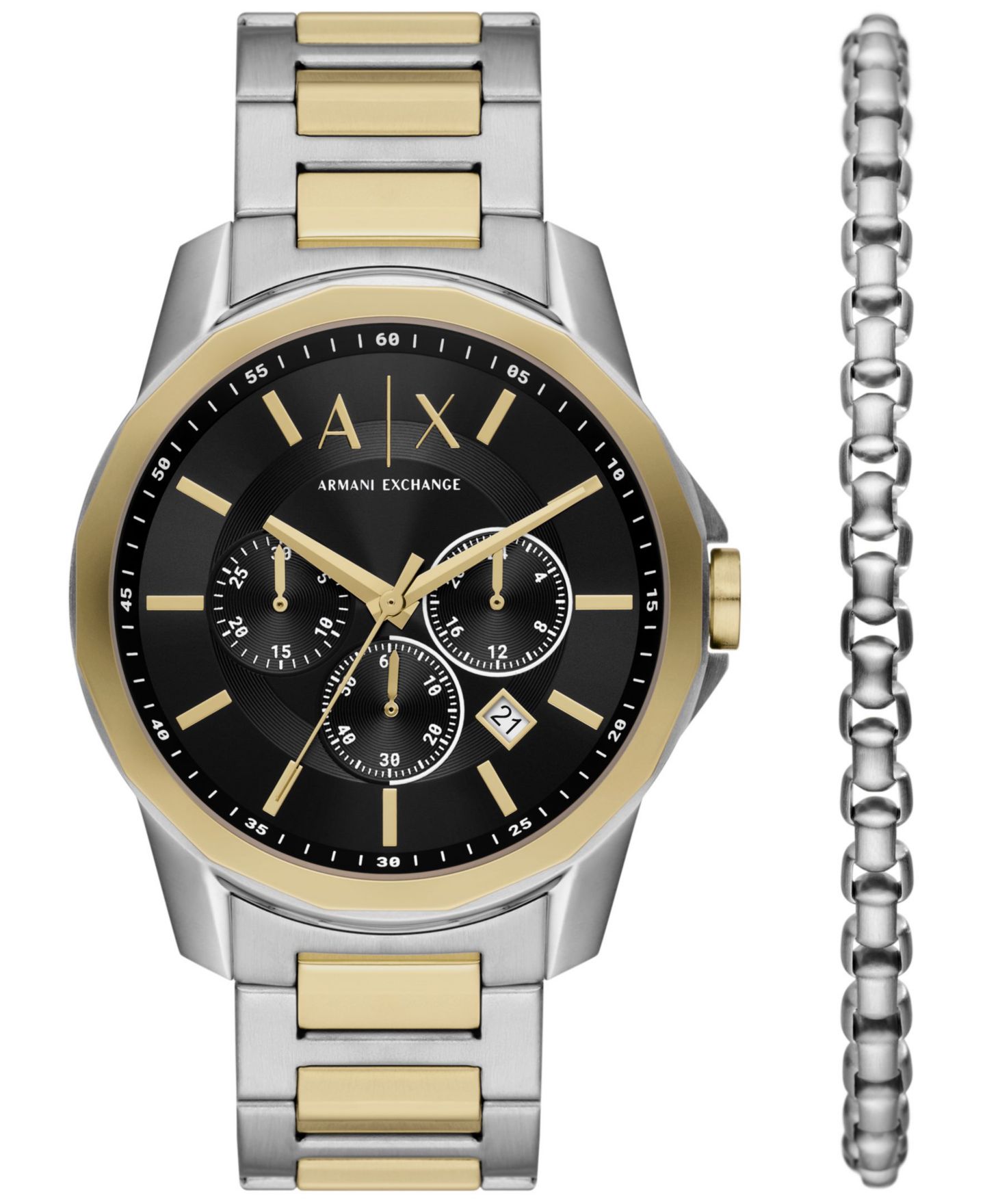 Кварцевые часы-хронограф A|X Armani Exchange из нержавеющей стали, 44 мм, набор из 2 шт — фото 1