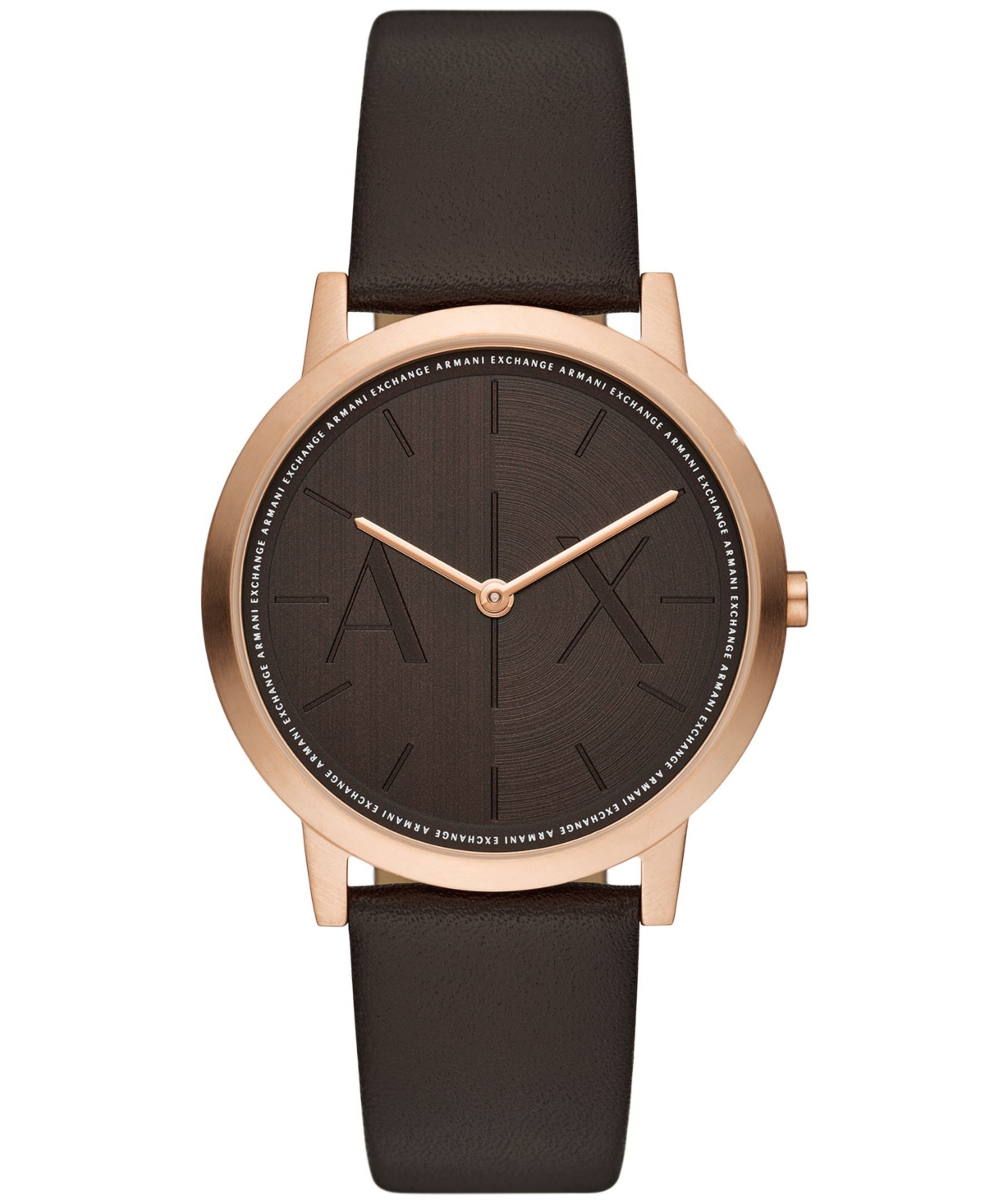 A X Armani Exchange Men s Quartz Two Hand Brown Leather Watch 40mm