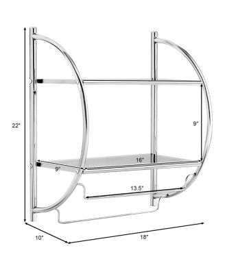 2 Tier Wall Mount Shower Organizer Toilet Bathroom Storage Rack Holder Towel Bar