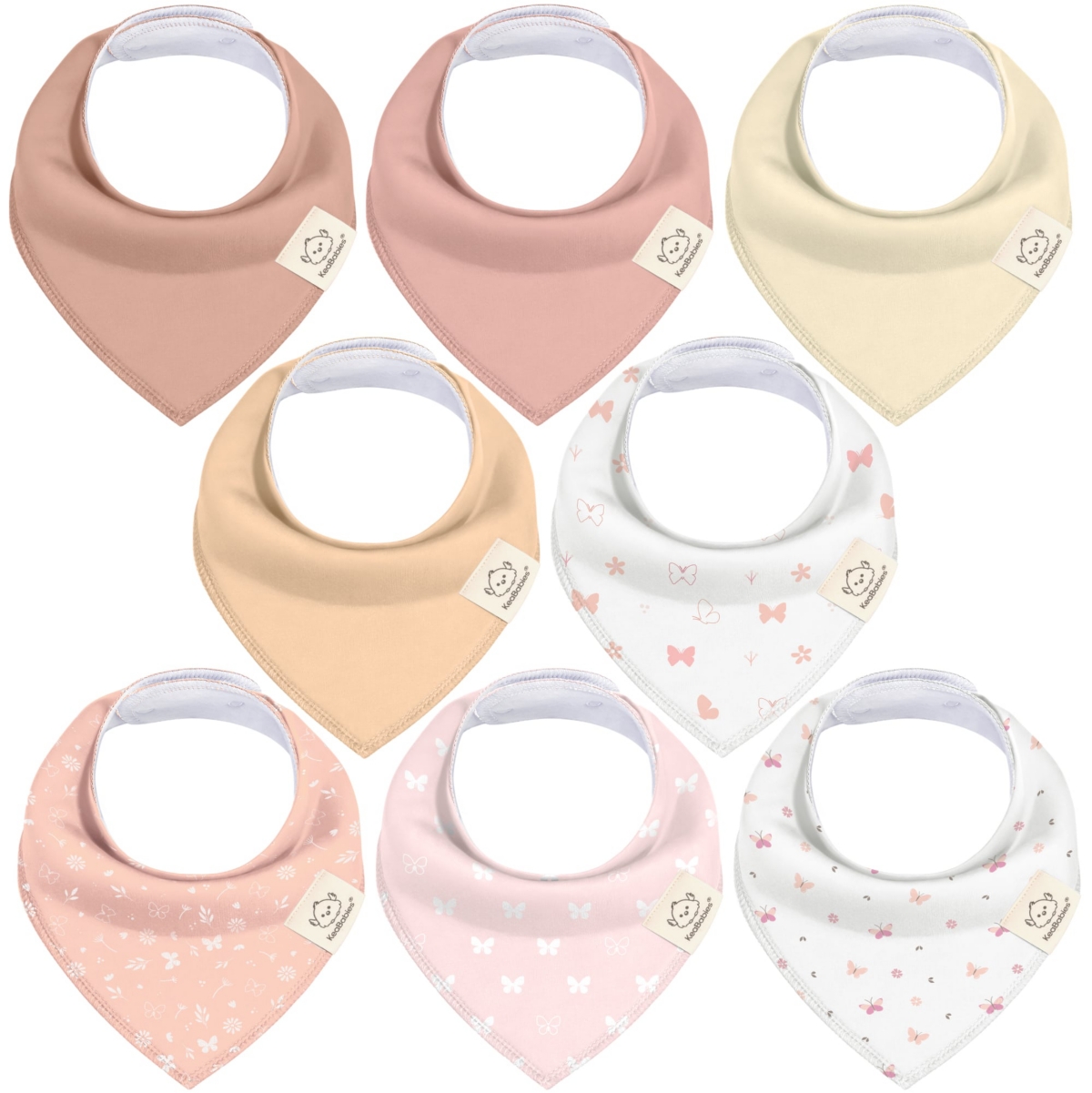 Keababies 8pk Organic Baby Bandana Bibs, Baby Drool Bibs For Baby Girl, Boy, Baby Bibs For Infant, Newborn In Butterflies