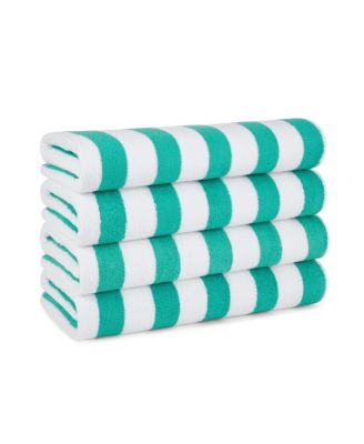 Cali Cabana Striped Soft Cotton 4 Pack Beach Towels, 30x60 in