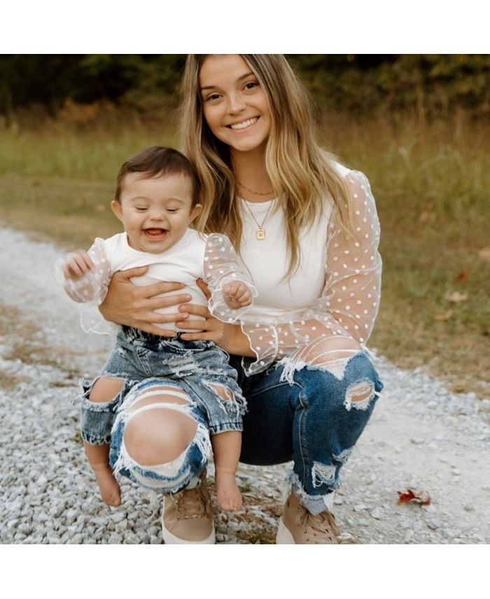 Bailey's Blossoms Girl's Infant One Piece Destinee Sheer Dot Sleeve