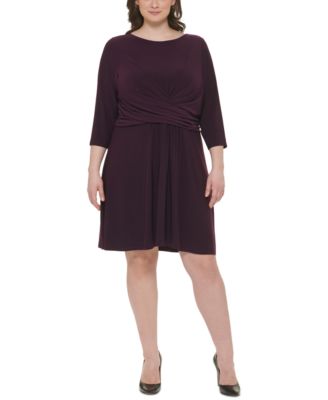 Tommy Hilfiger - Plus Size Ruched Crossover-Front Knit Dress
