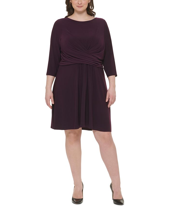 Tommy Hilfiger Plus Size Ruched Crossover Front Knit Dress Macy s
